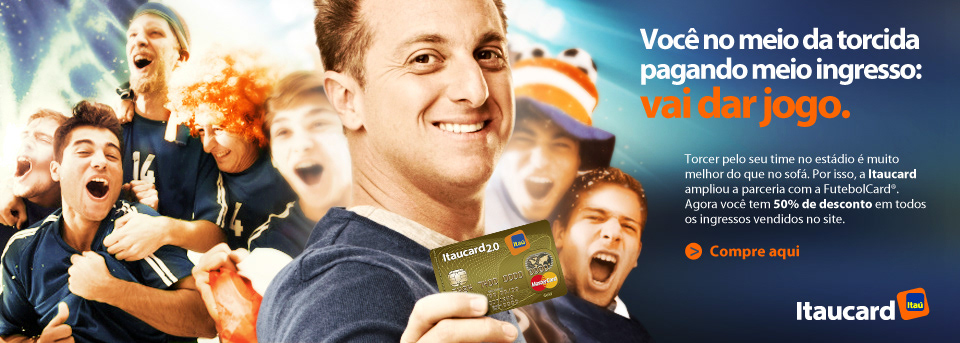 Campanha criada para divulgar que Itaucard racha o ingresso do futebol com seus clientes.