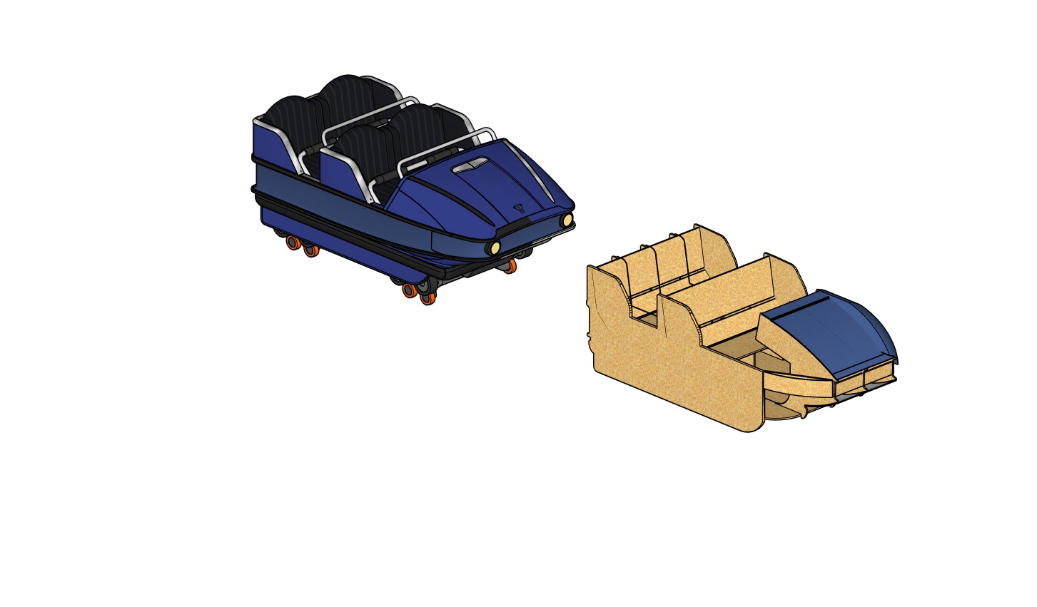 Construction model for rollercoaster car 