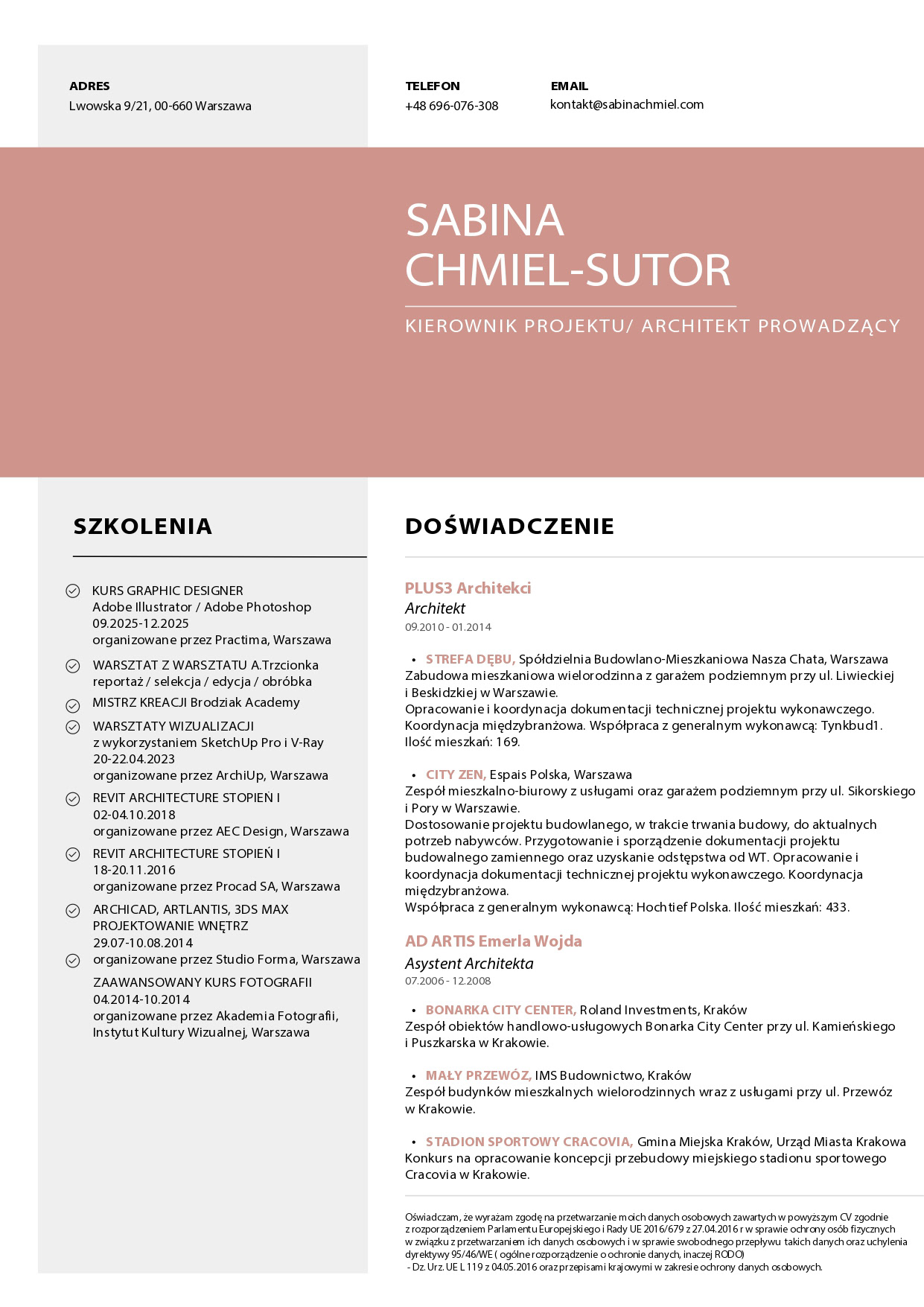 Sabina Chmiel-Sutor CV