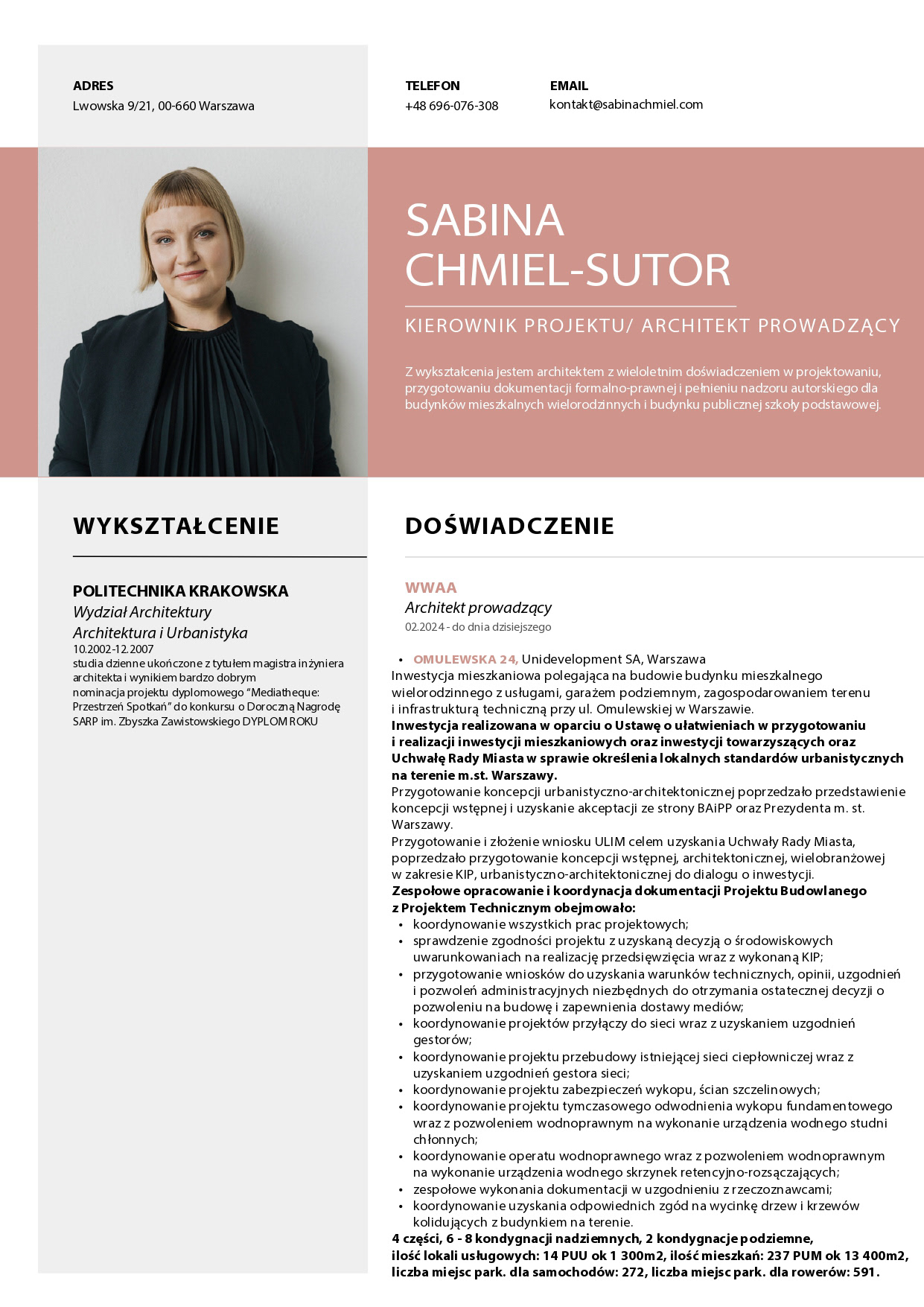 Sabina Chmiel-Sutor CV