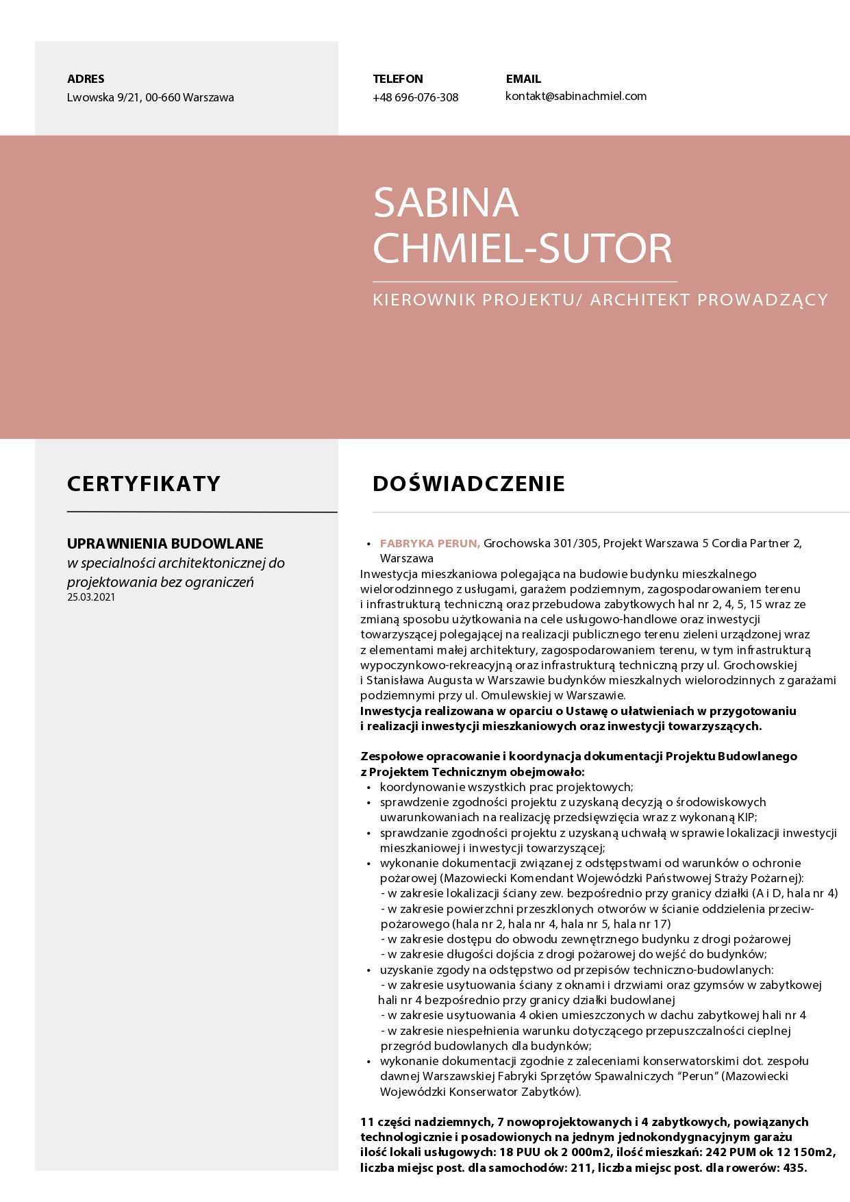 Sabina Chmiel-Sutor CV