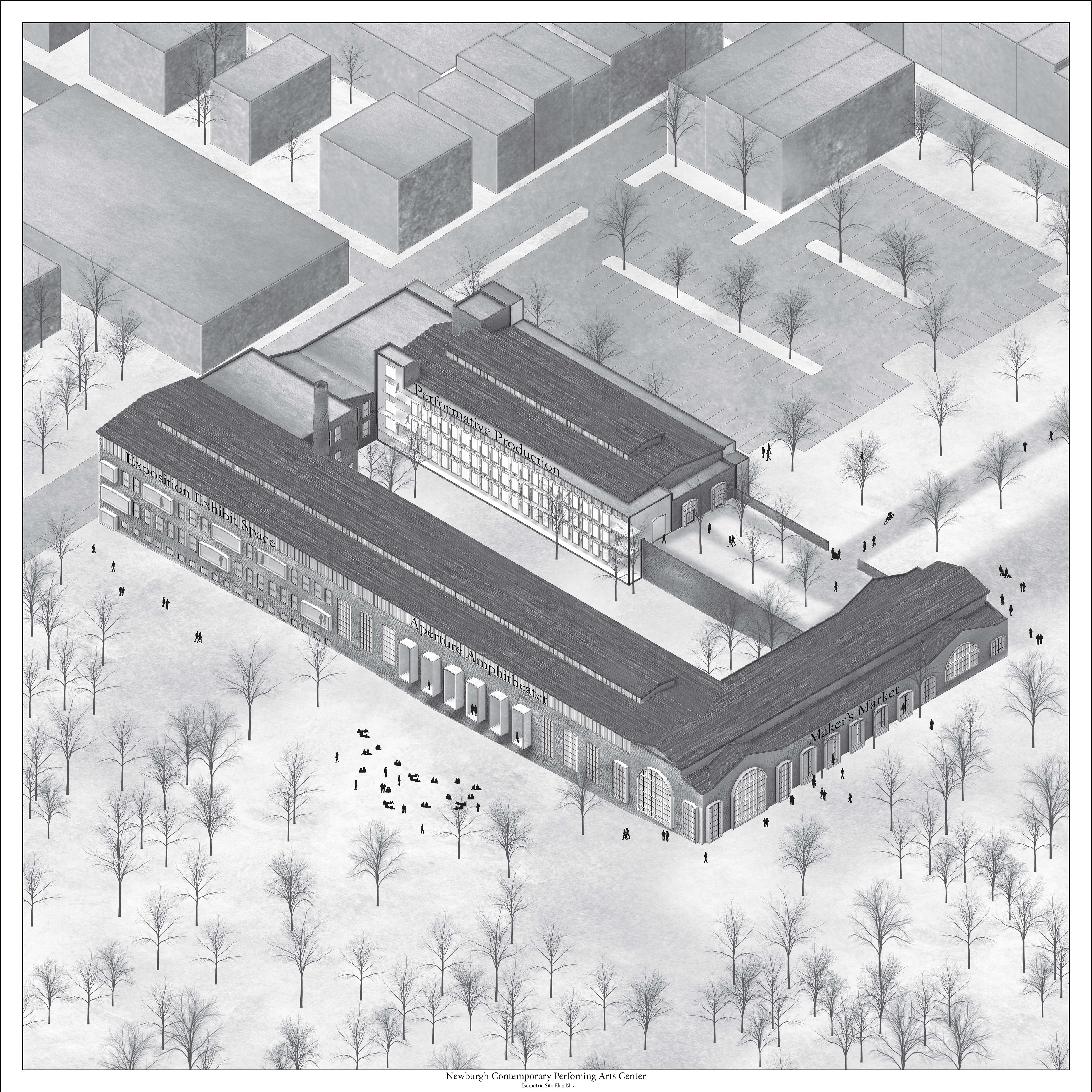 Site Axon illustrating the programs through the site as well as the spectator disbursement throughout.