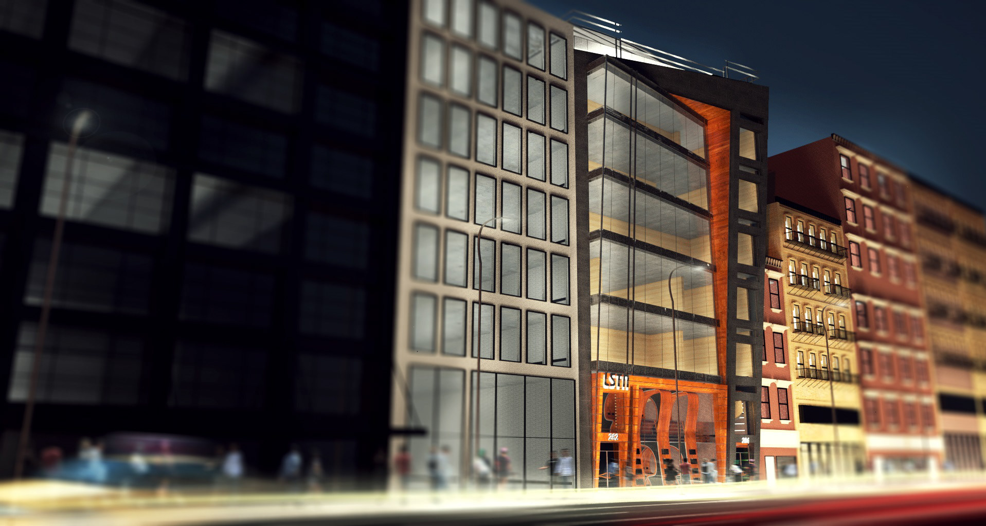 Located in the rapidly developing Bowery neighborhood, this mixed use building maintains contextual scale while identifying itself with form and materiality.