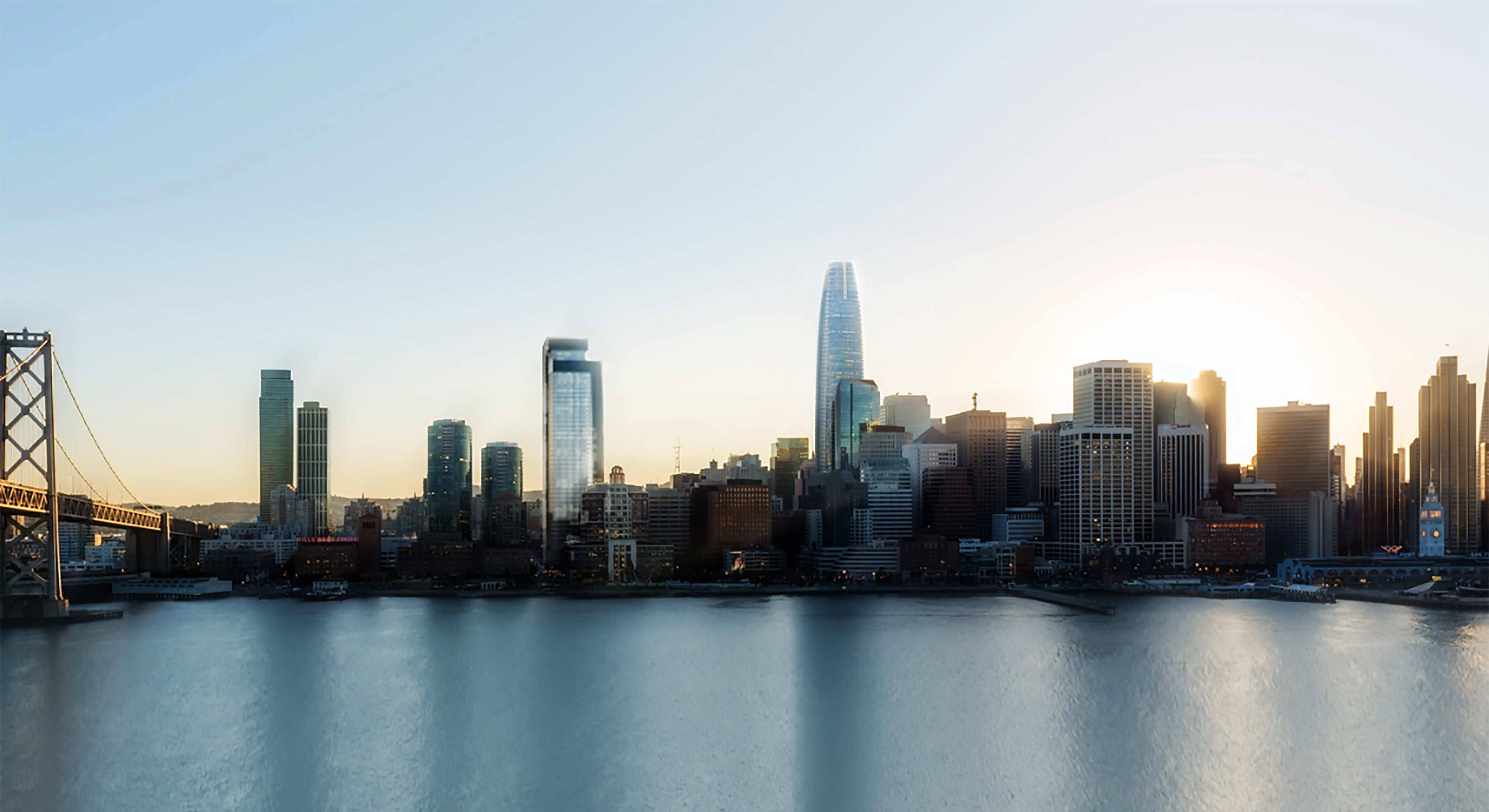 Skyline Rendering contextualizing the tower with the contemporary skyline and Transbay Masterplan.