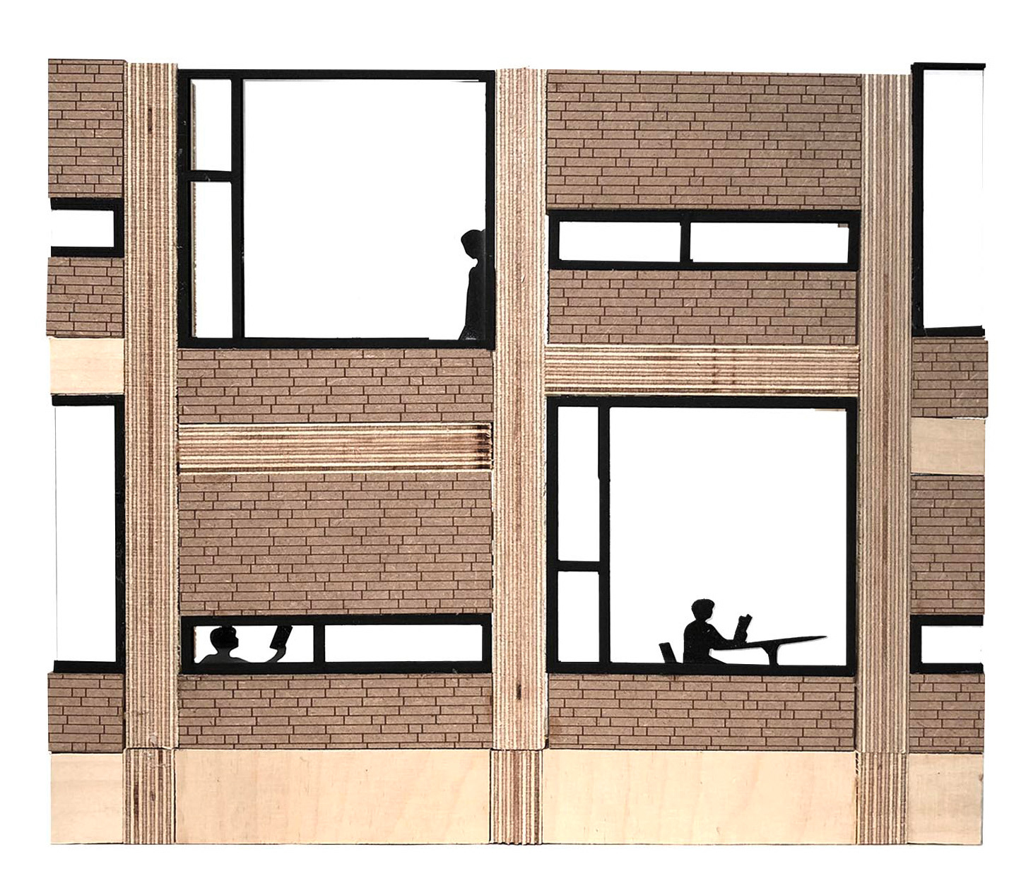 1/4 Scale Facade Study Model blending structure, material, and fenestration to create a dynamic and illustrative facade.