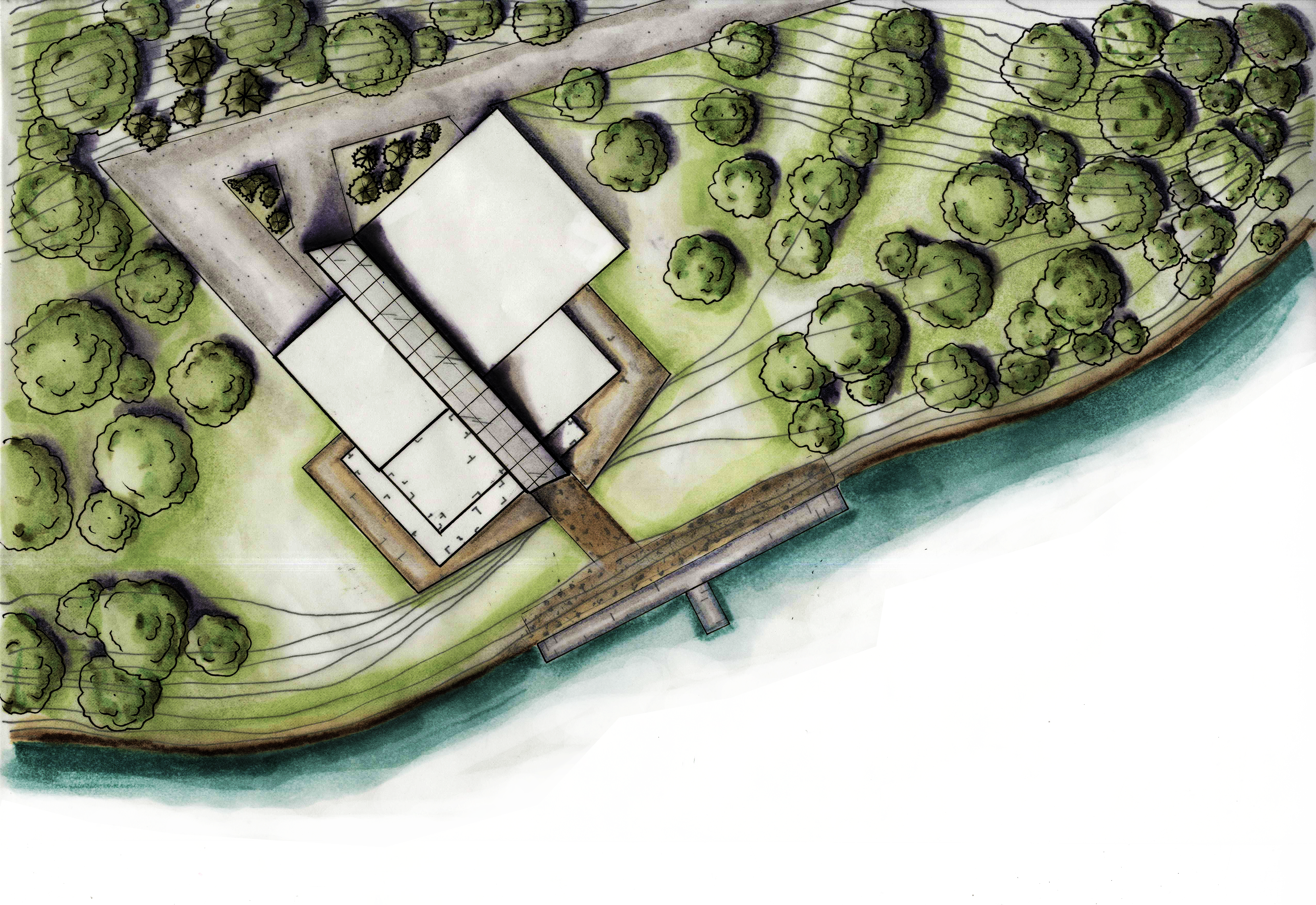 Site Plan in Pen and Watercolor Marker