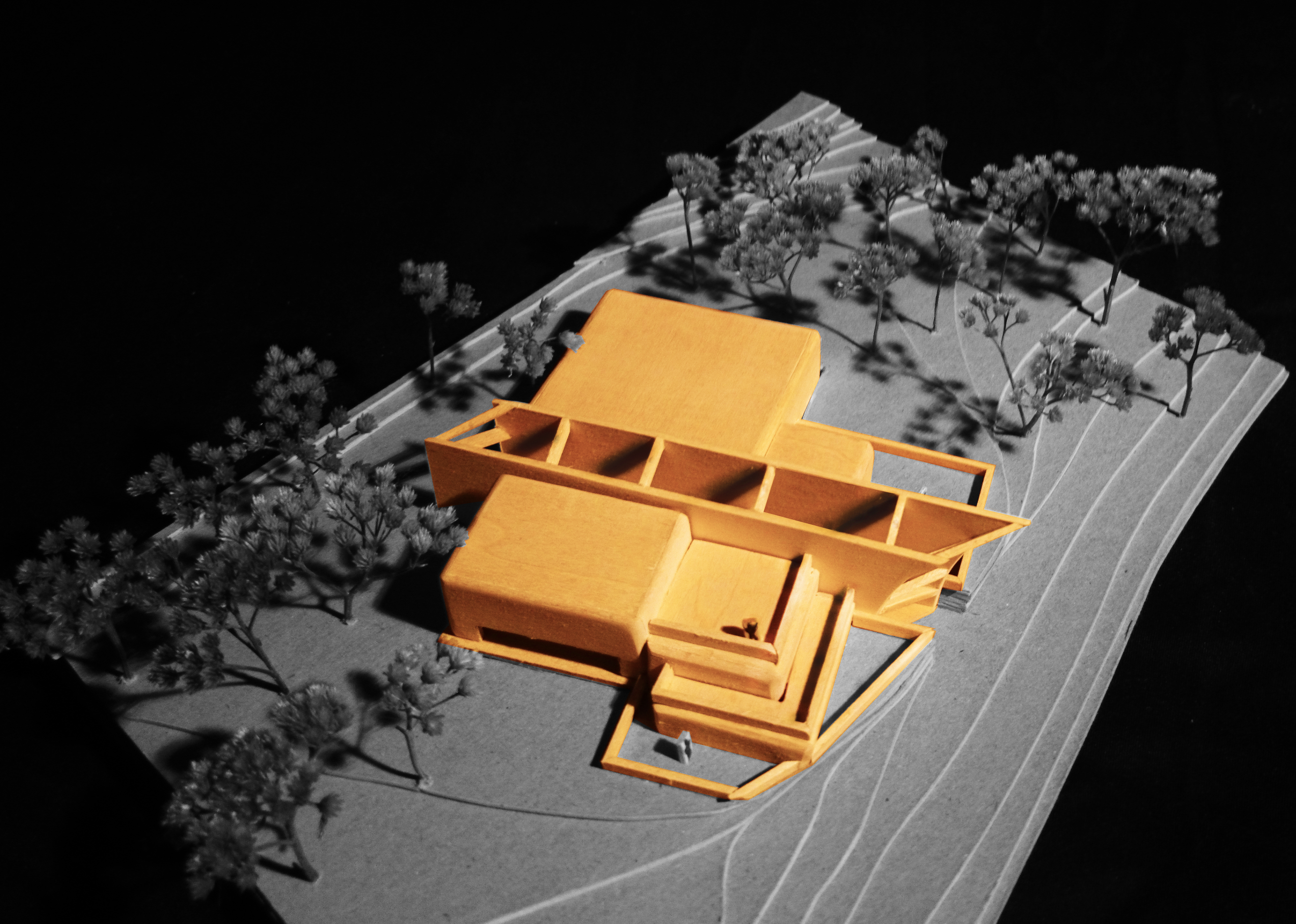 Hand Cut Massing Model of a Boat House