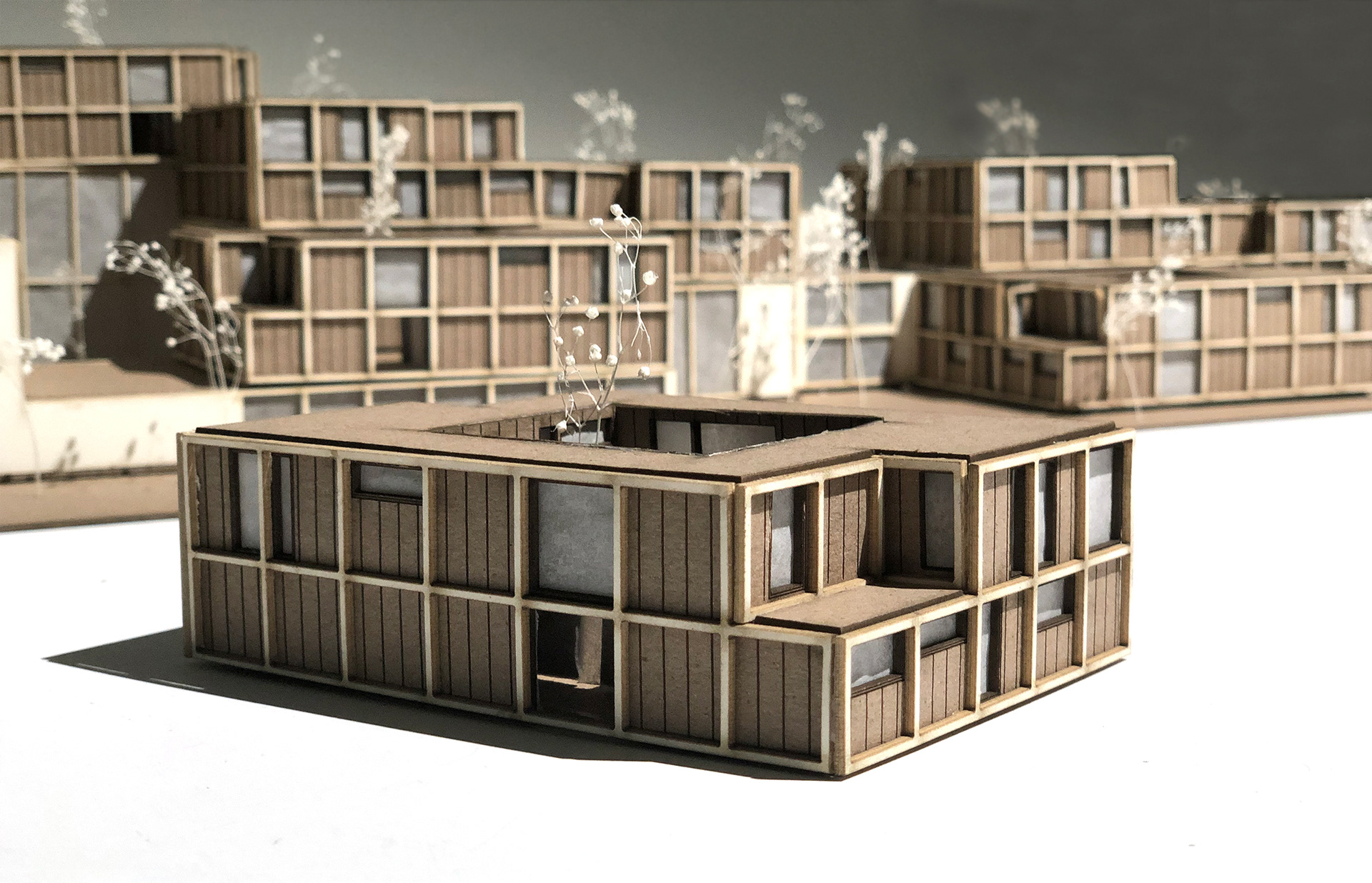 1/16 Scale Project Model showing the modularity and complexity of both the individual courtyard as well as the project as a whole.