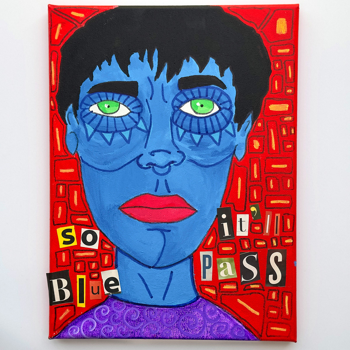 Acrylic, marker, magazine paper, 10x12 inch.