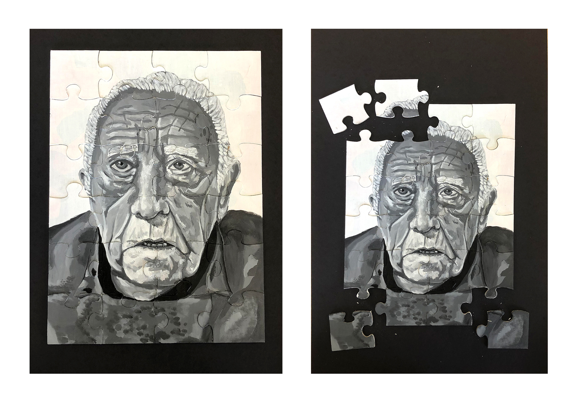 Real puzzle, acrylic on wood, 18x24 inch.