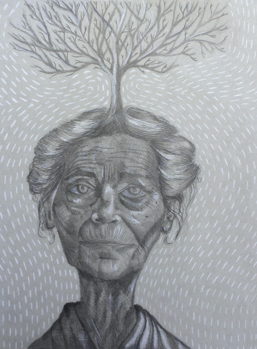 Graphite and colored pencil, 10x12 inch.