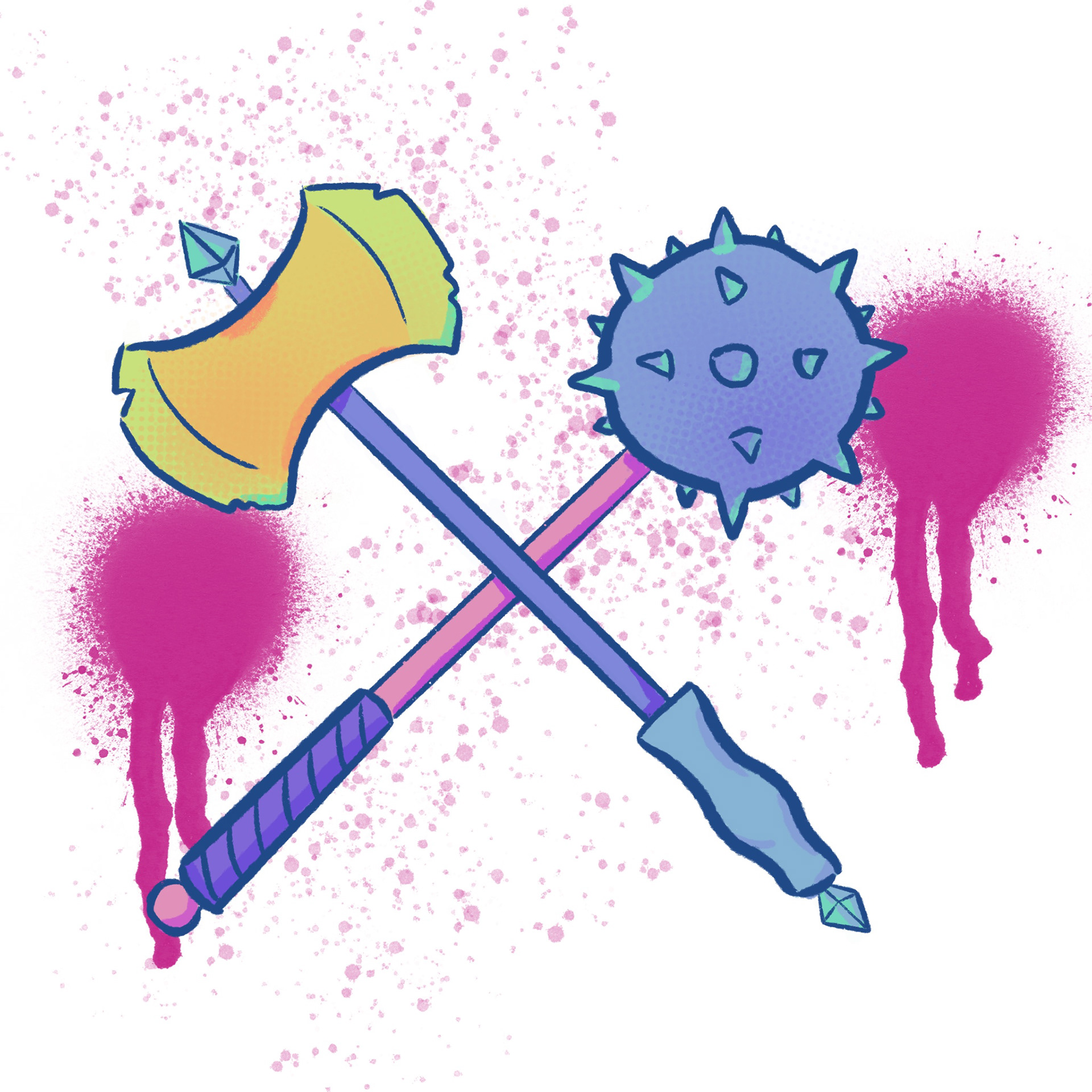 Just some fun colored medieval weaponry.