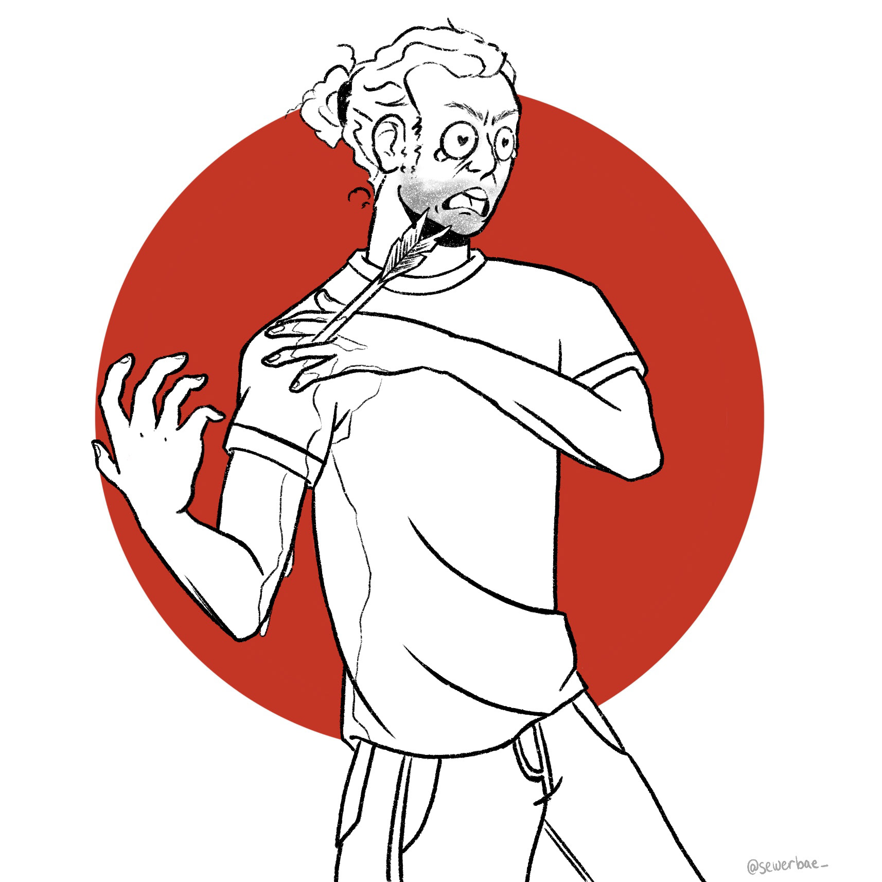 Commission for a man who desperately wanted to be shot through the shoulder with an arrow.