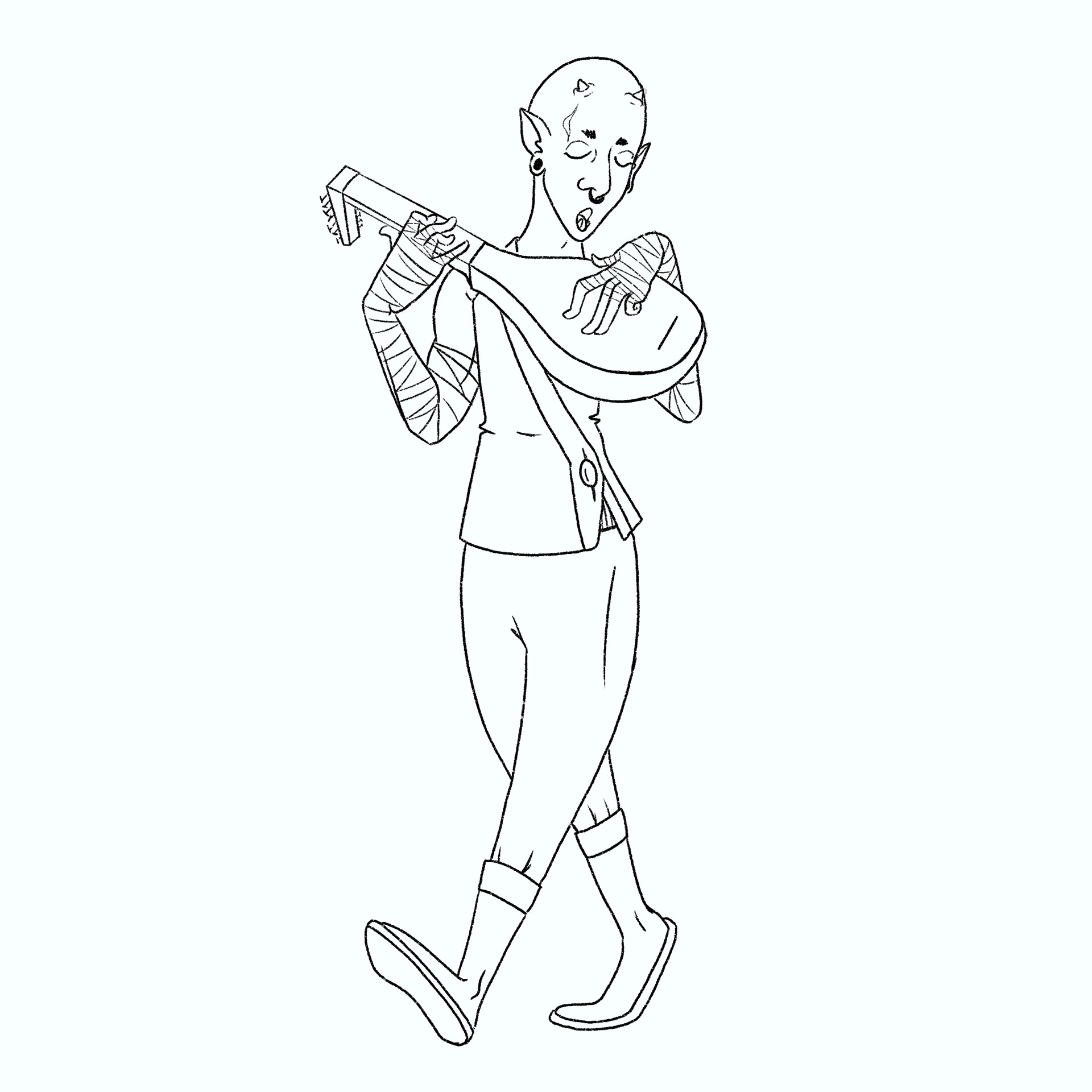 D&D Character Art; Half Orc Monk/Bard