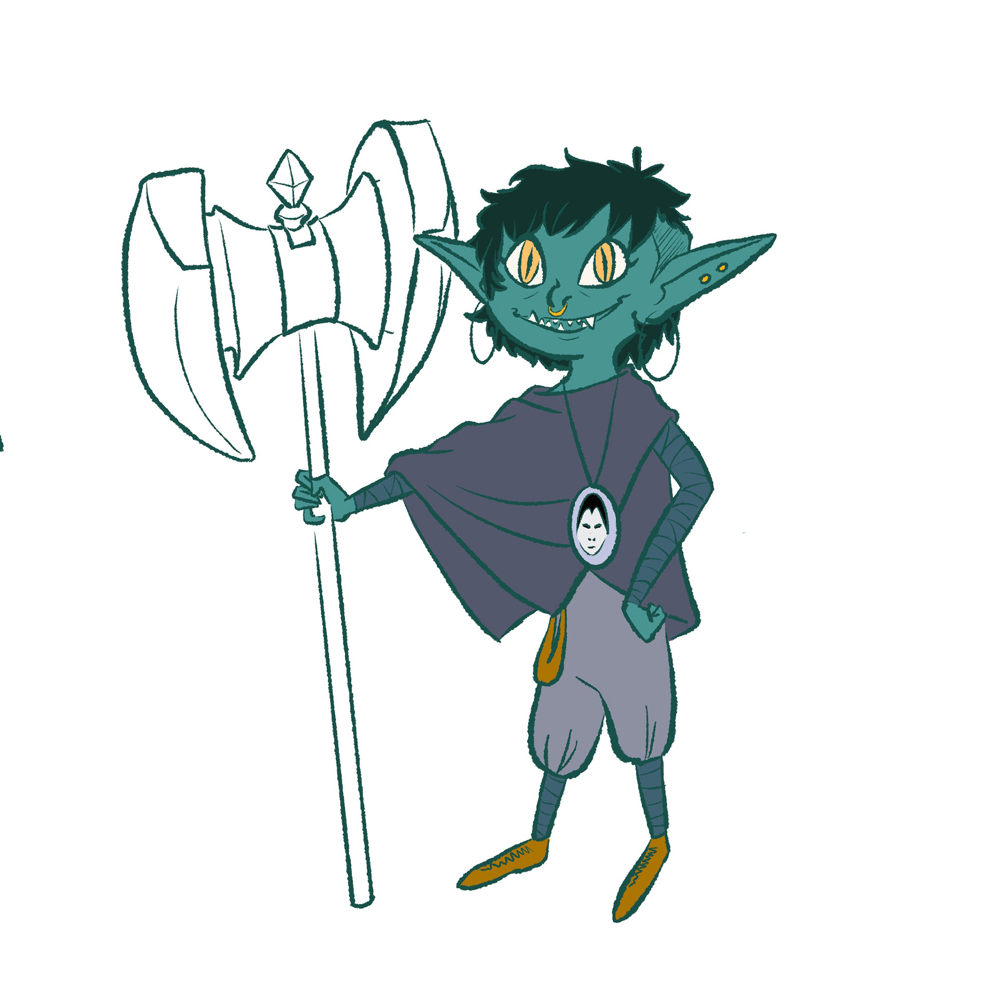 A Goblin Death Cleric of the Raven Queen (D&D Character Art)