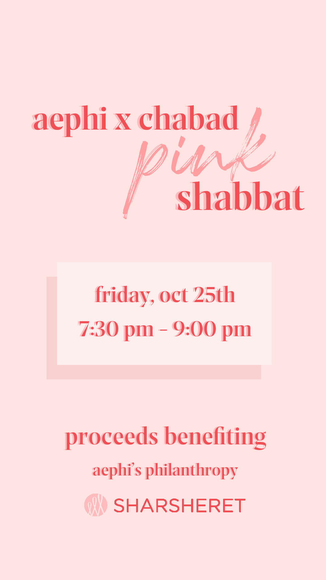 Instagram story made for Alpha Epsilon Phi Sorority and re-posted by the nonprofit, Sharsheret, on HQ's instagram