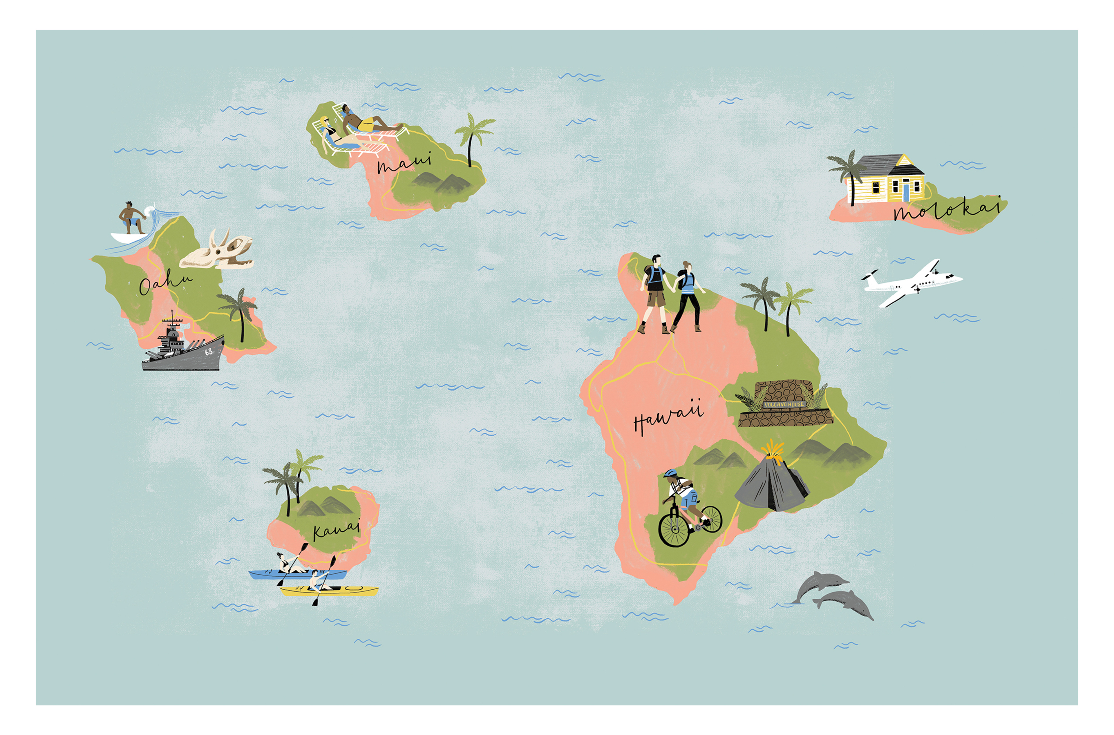 Hawaii Map for Qantas Magazine