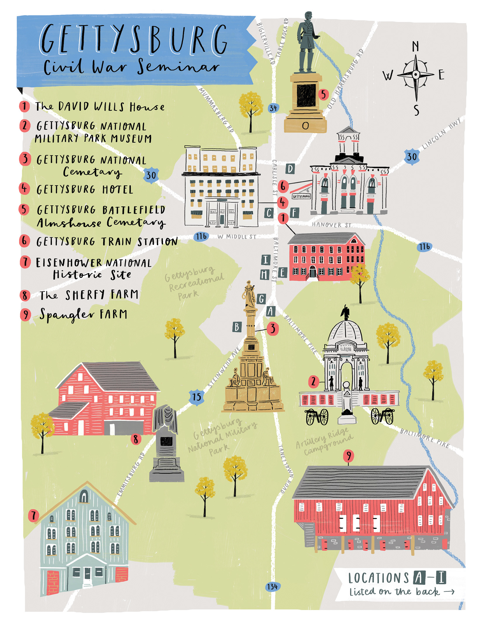 Gettysburg Map For Gettysburg Civil War Seminar