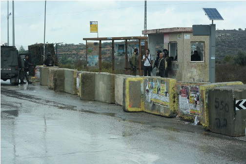 boulders in bus station, Tapu'ah Junction