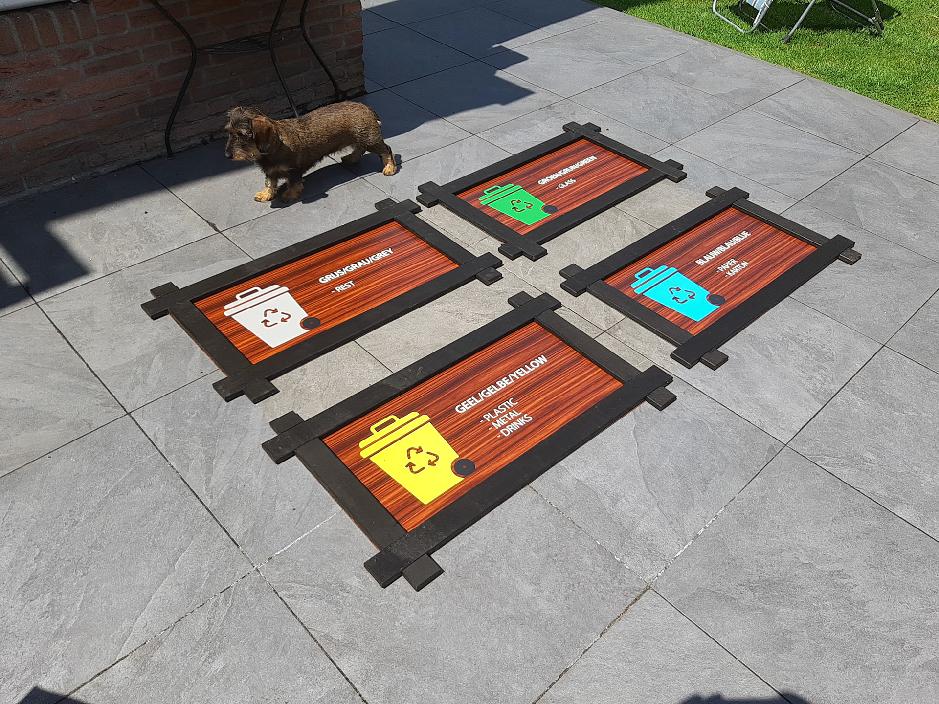 Dibond borden met eikenhouten lijst