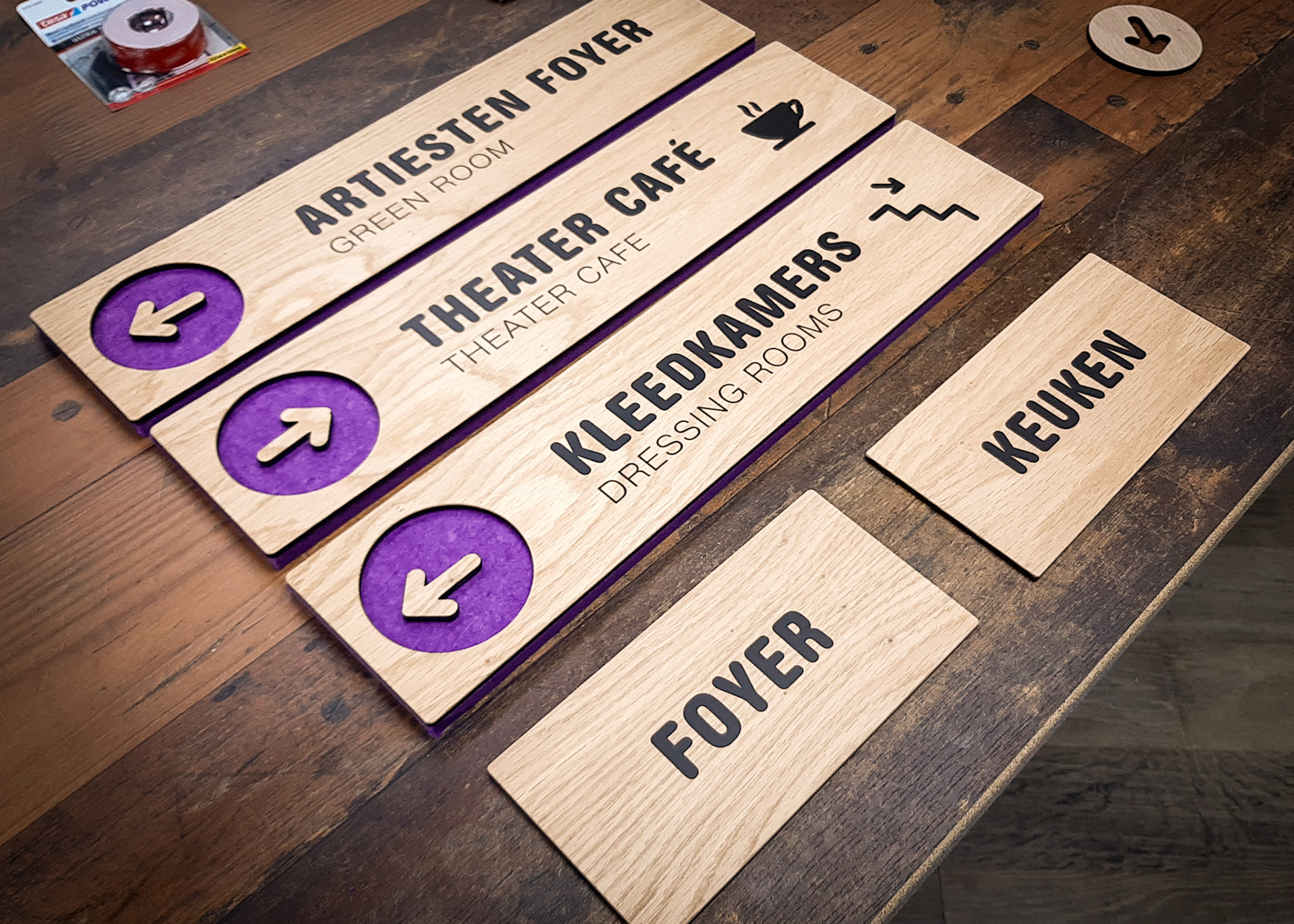 Bewegwijzering Vilt + hout