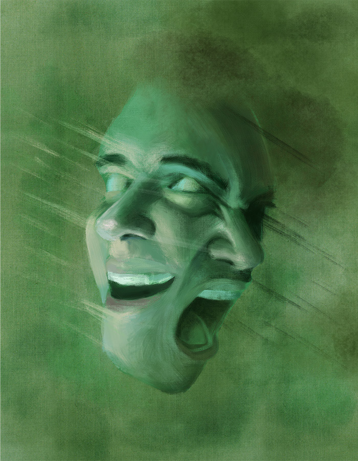 ":):" Acrílico sobre tela, medidas: 50 x 75 cm