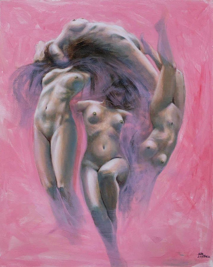 "Revuelo en lo proundo" Acrílico sobre tela, medidas: 90 x 110 cm