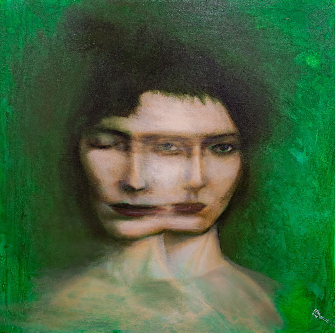 "Máscara suelta" Acrílico sobre tela, medidas: 110 x 110 cm