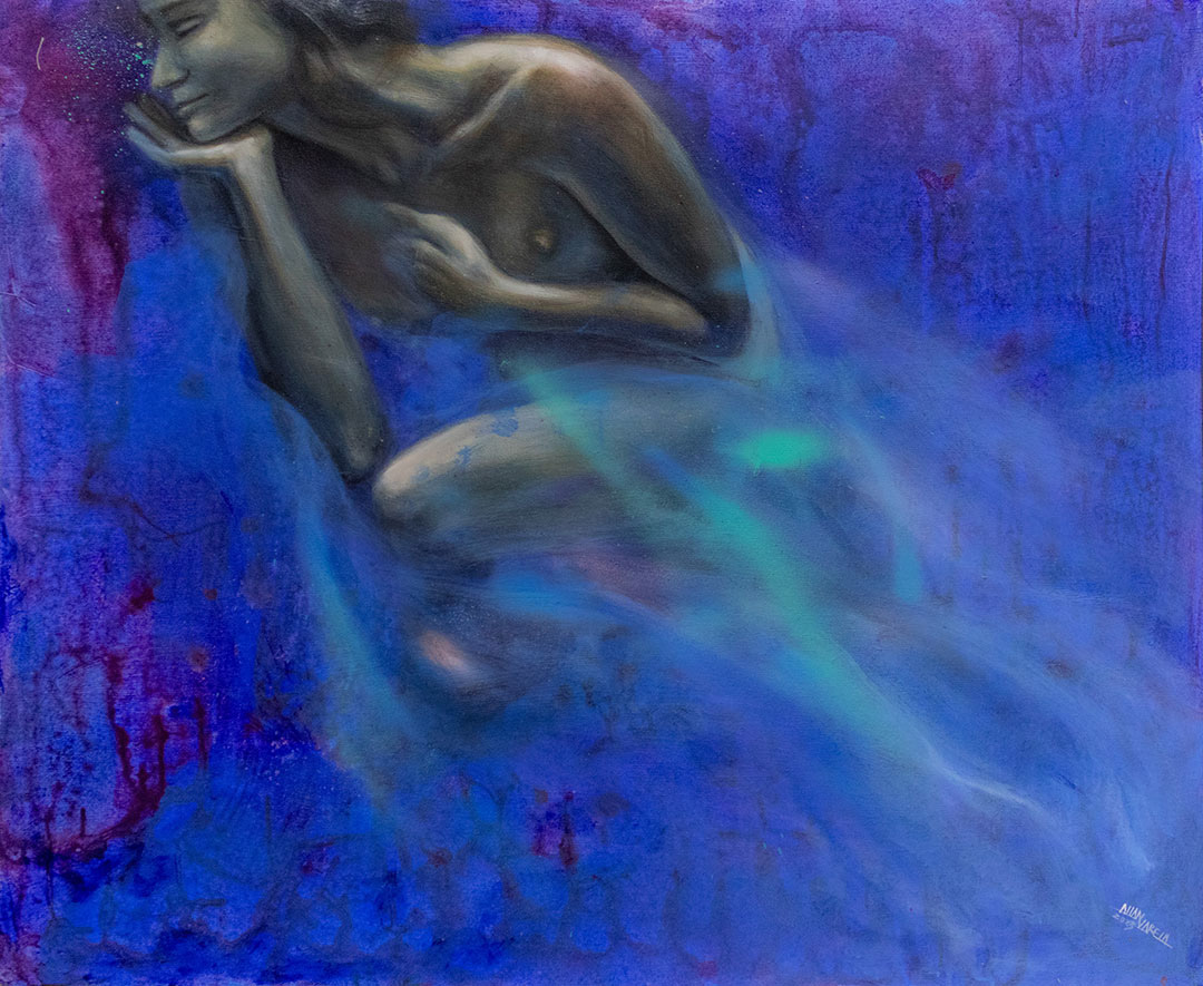"Anatomía del silencio" Acrílico sobre tela, medidas: 110 x 90 cm