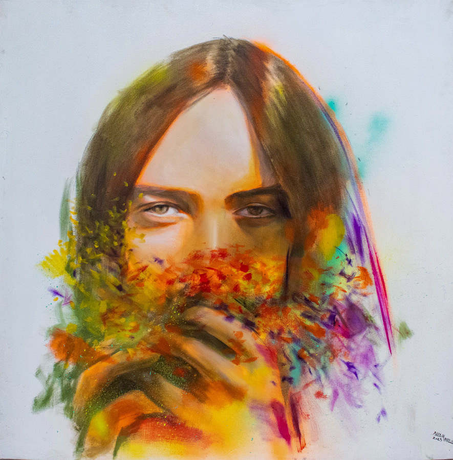 "En espera de abril"  Acrílico sobre tela, medidas: 110 x 110 cm