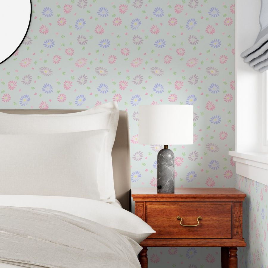 Tossed Pastel Ditsy Wallpaper