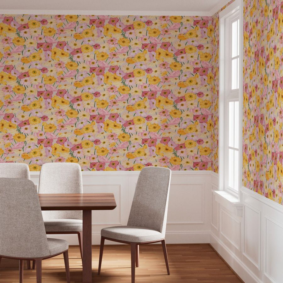 Pastel Icelandic poppies wallpaper
