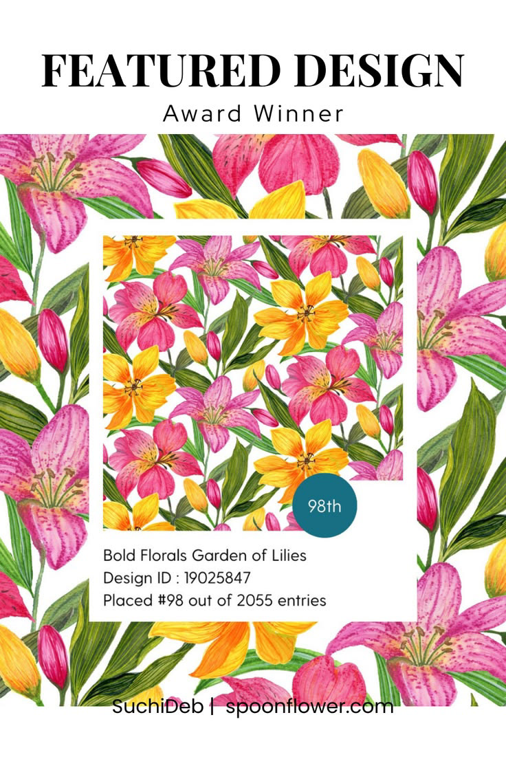 Bold Florals Garden Of Lilies Pink & Yellow Tropical Flowers Fabric