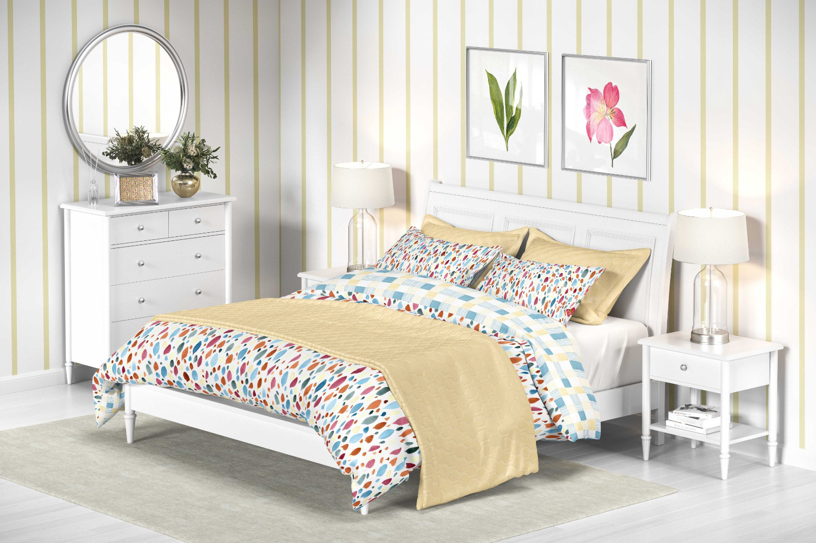 Abstract Watercolor Confetti Petals Duvet