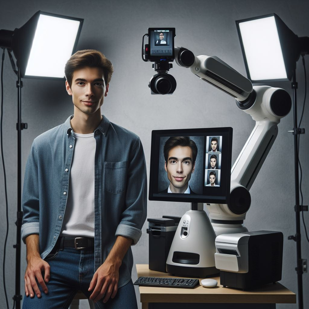 "Photo Studio Owner with AI Photographer"