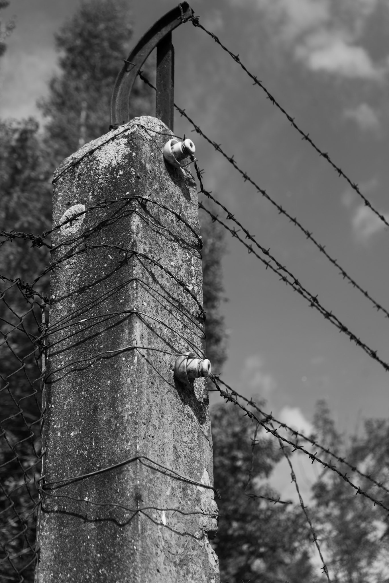Closeup of the electrified fence (not original)