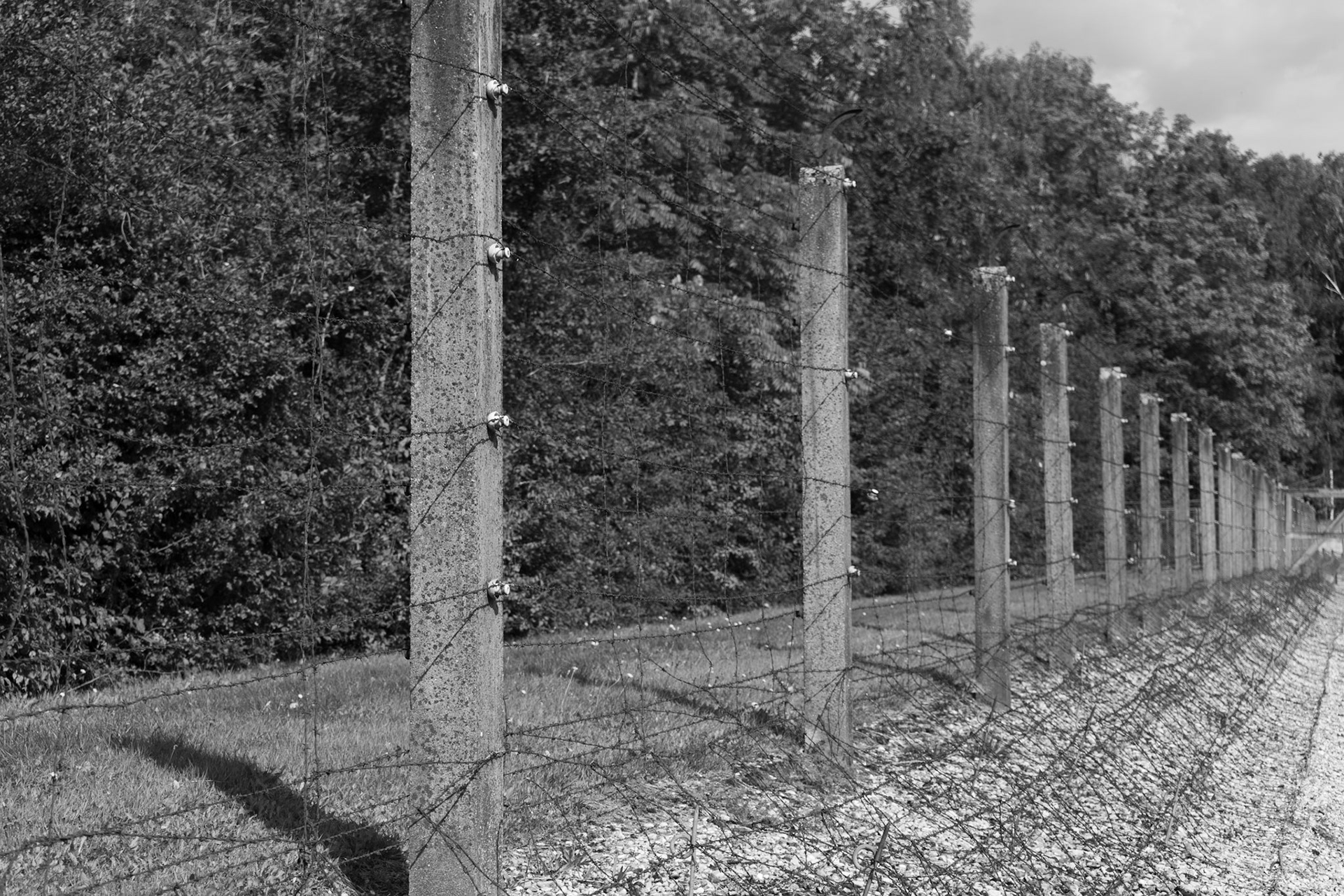 The fence around the main camp area was electrified. These fences are not original.