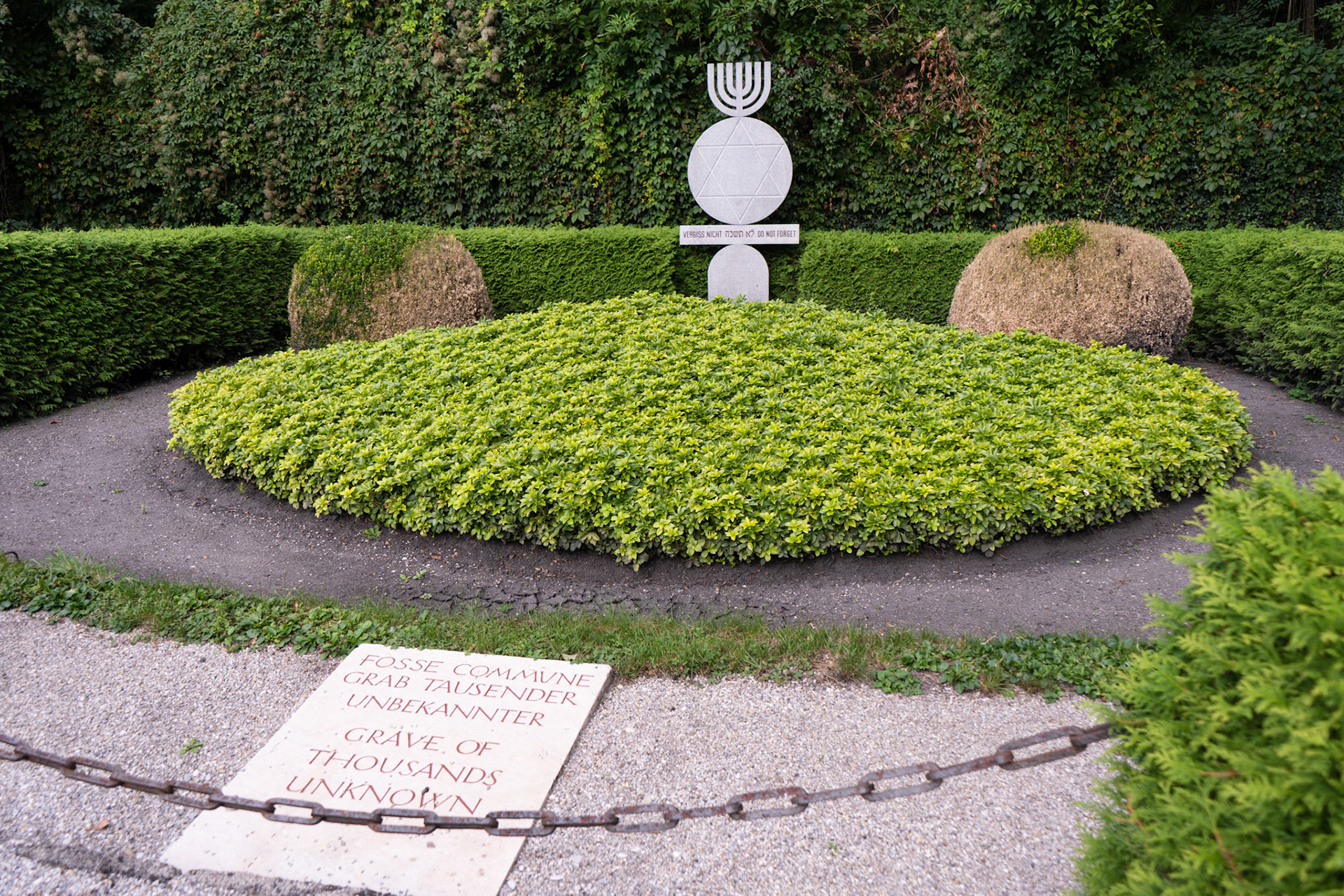 Piles of ashes were found behind the crematorium and memorials were built to honor them after liberation.