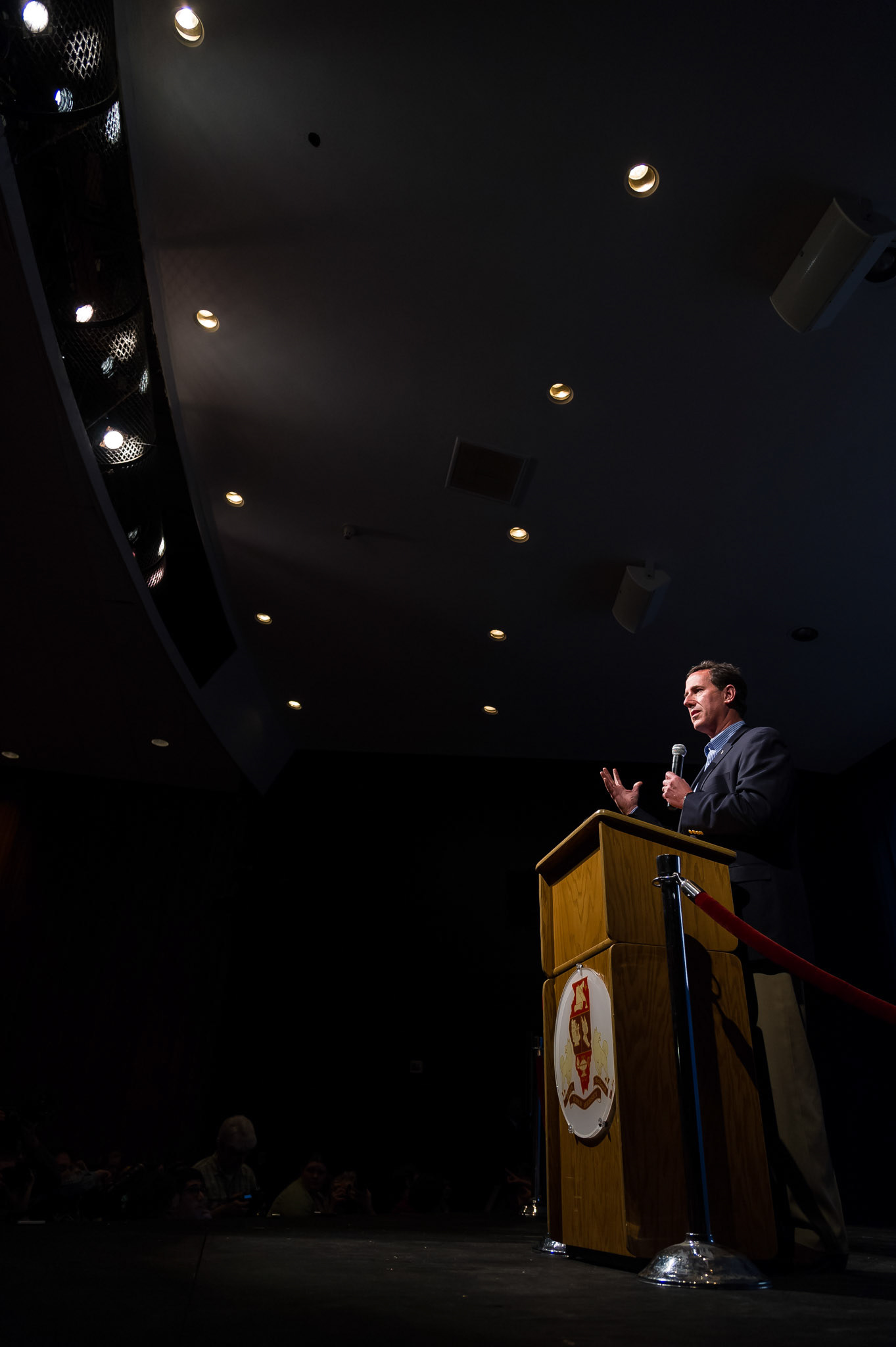 GOP Presidential Candidate Rick Santorum speaks to grade school students at the John Hersey School in Arllington Heights, Illinois.