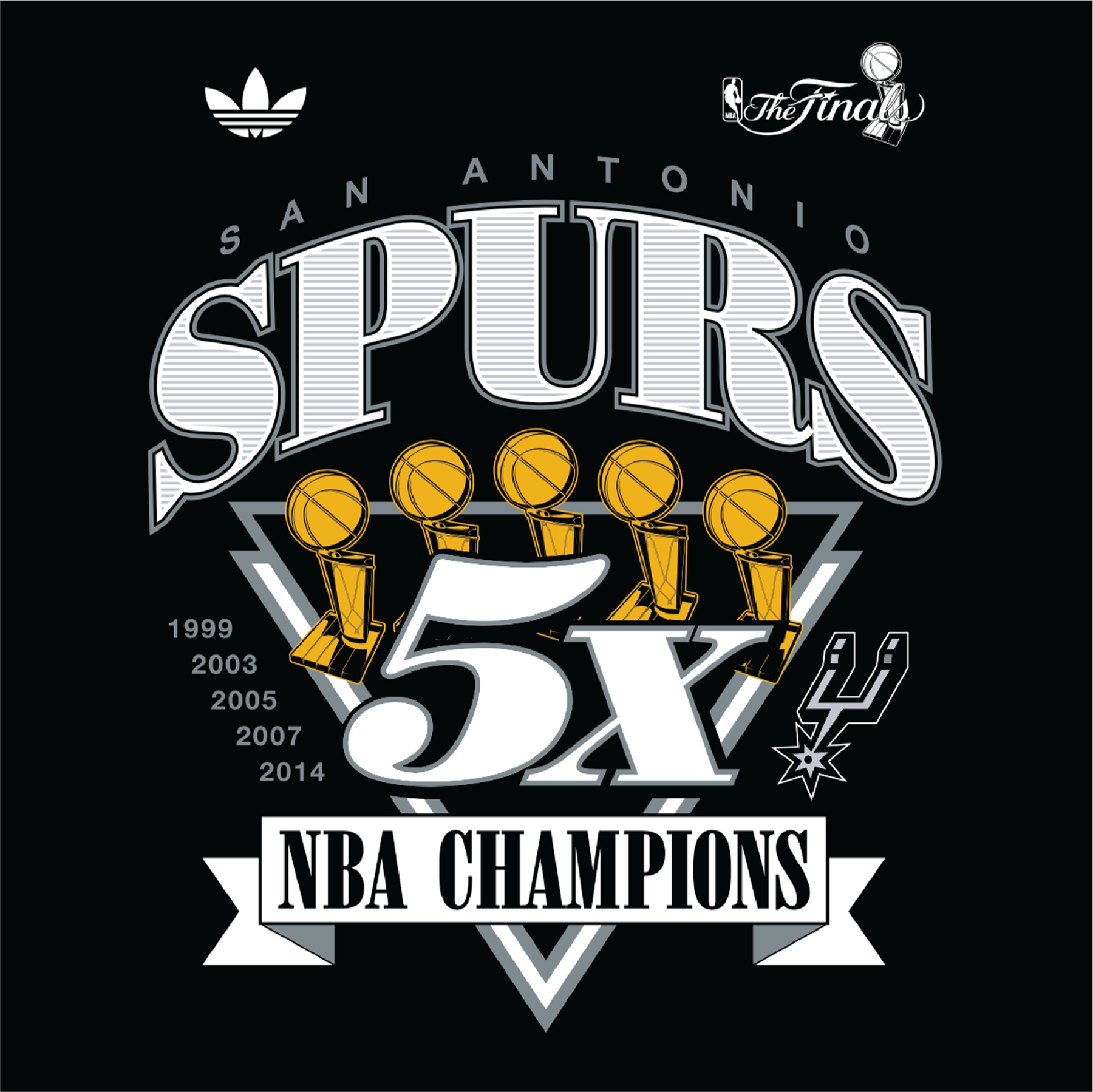 Spurs 5x Champs Vintage