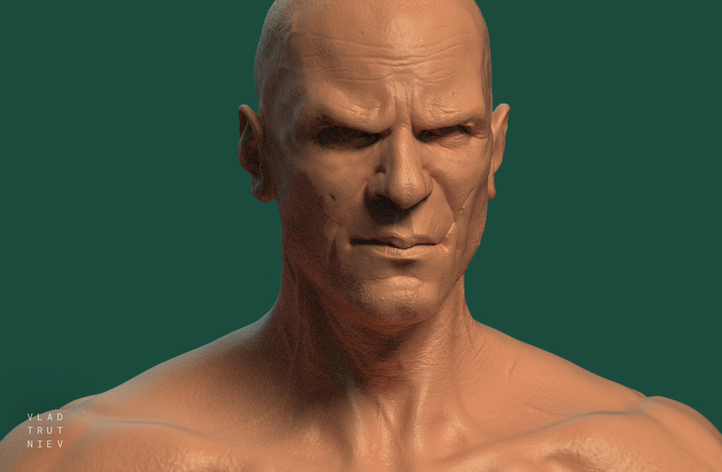 High-poly model, sculpted and decimated in Zbrush.
