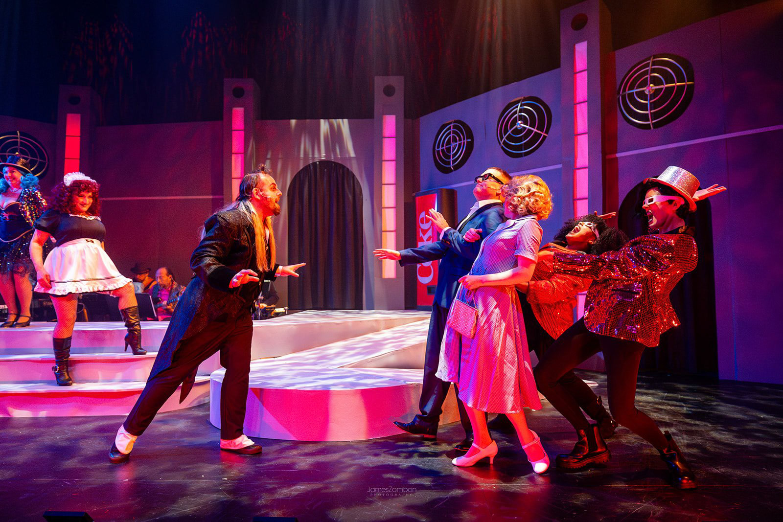 Jobsite Theater’s actors preforming Rocky Horror Show @ Straz Center for Preforming Arts in Tampa, FL on Tue, 9 Jul 2024