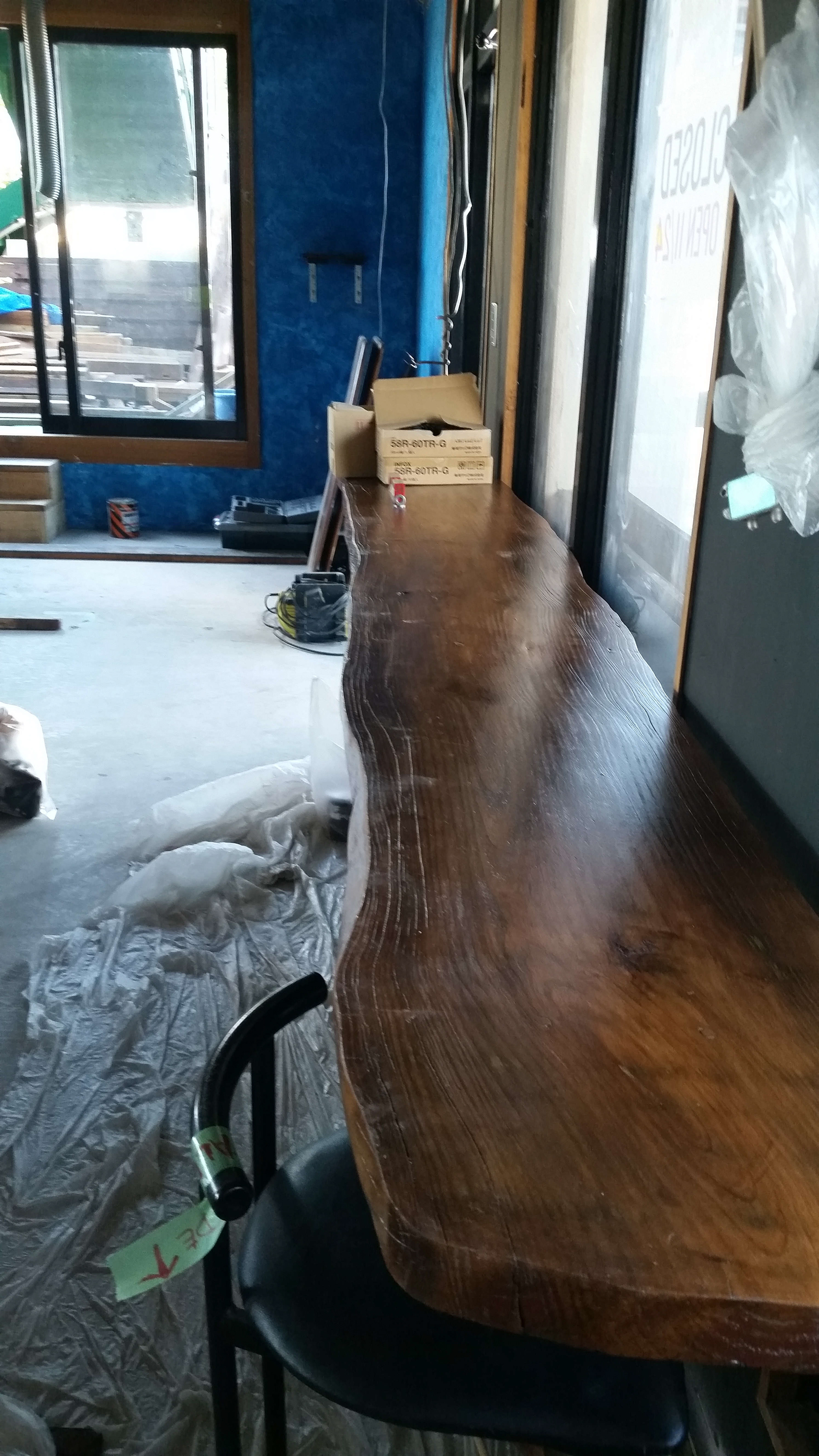 Bench seat recreated to counter table