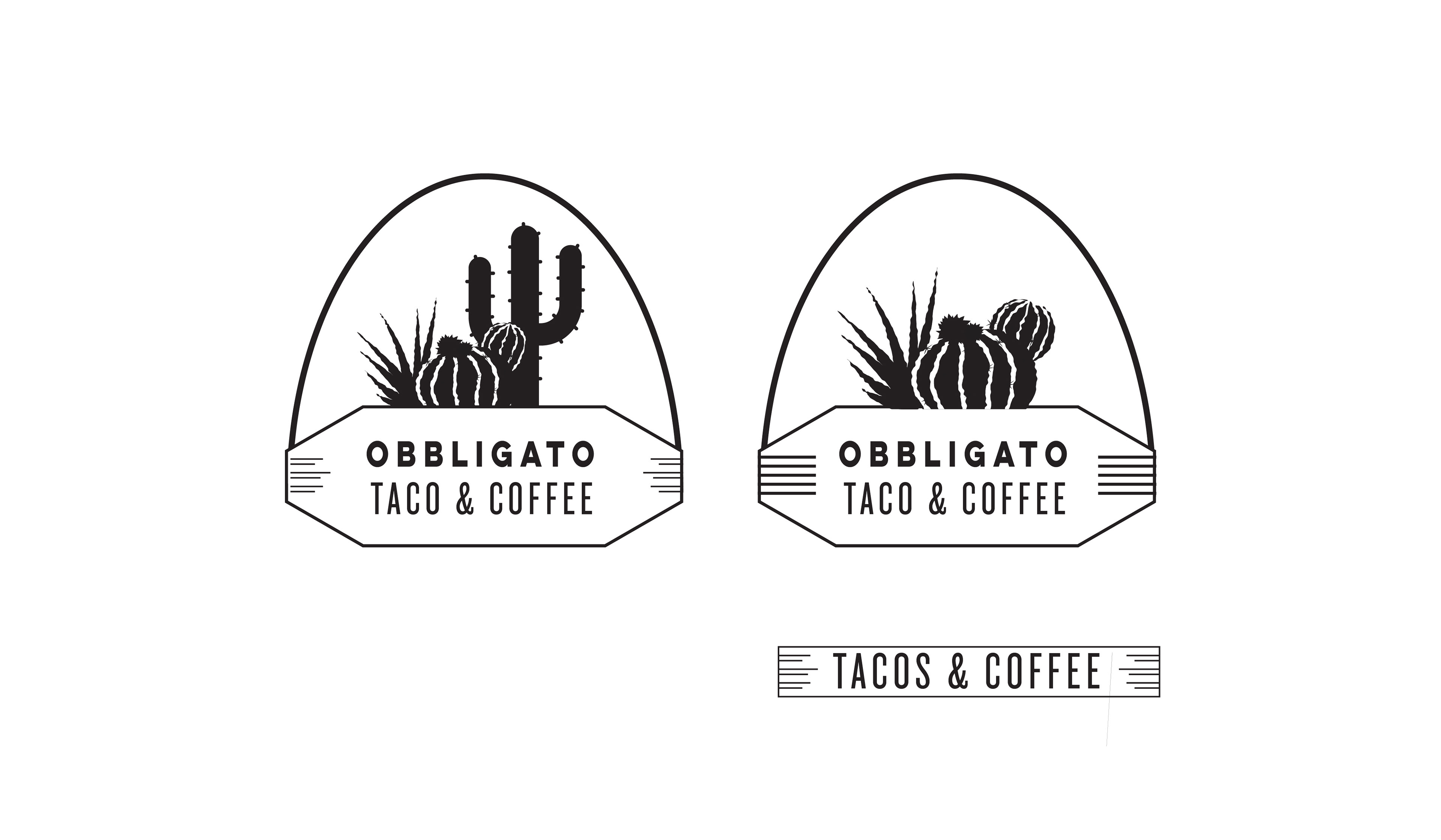 Rough logo design before excluding the word Obbligato.