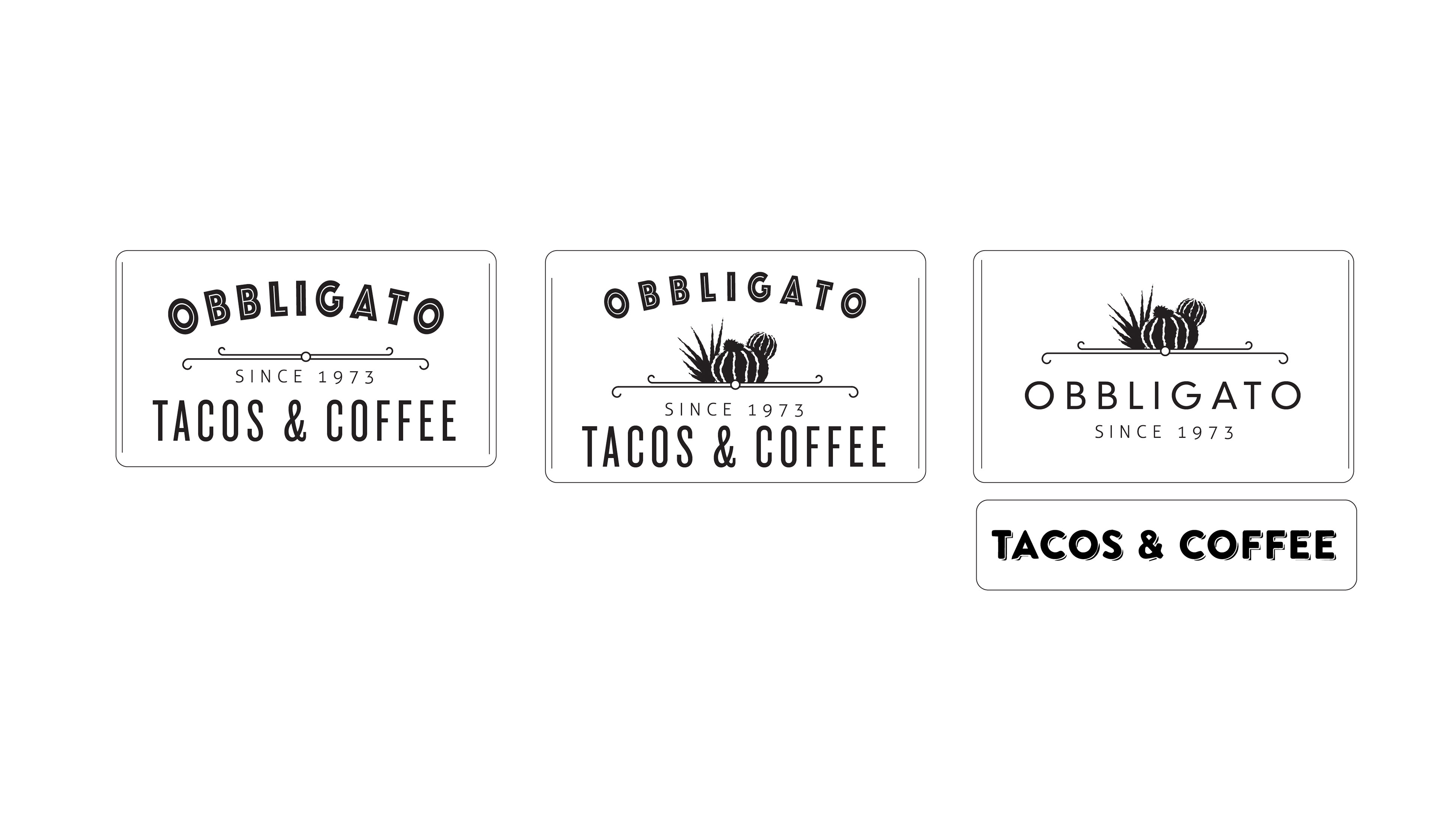 Rough logo design before excluding the word Obbligato.