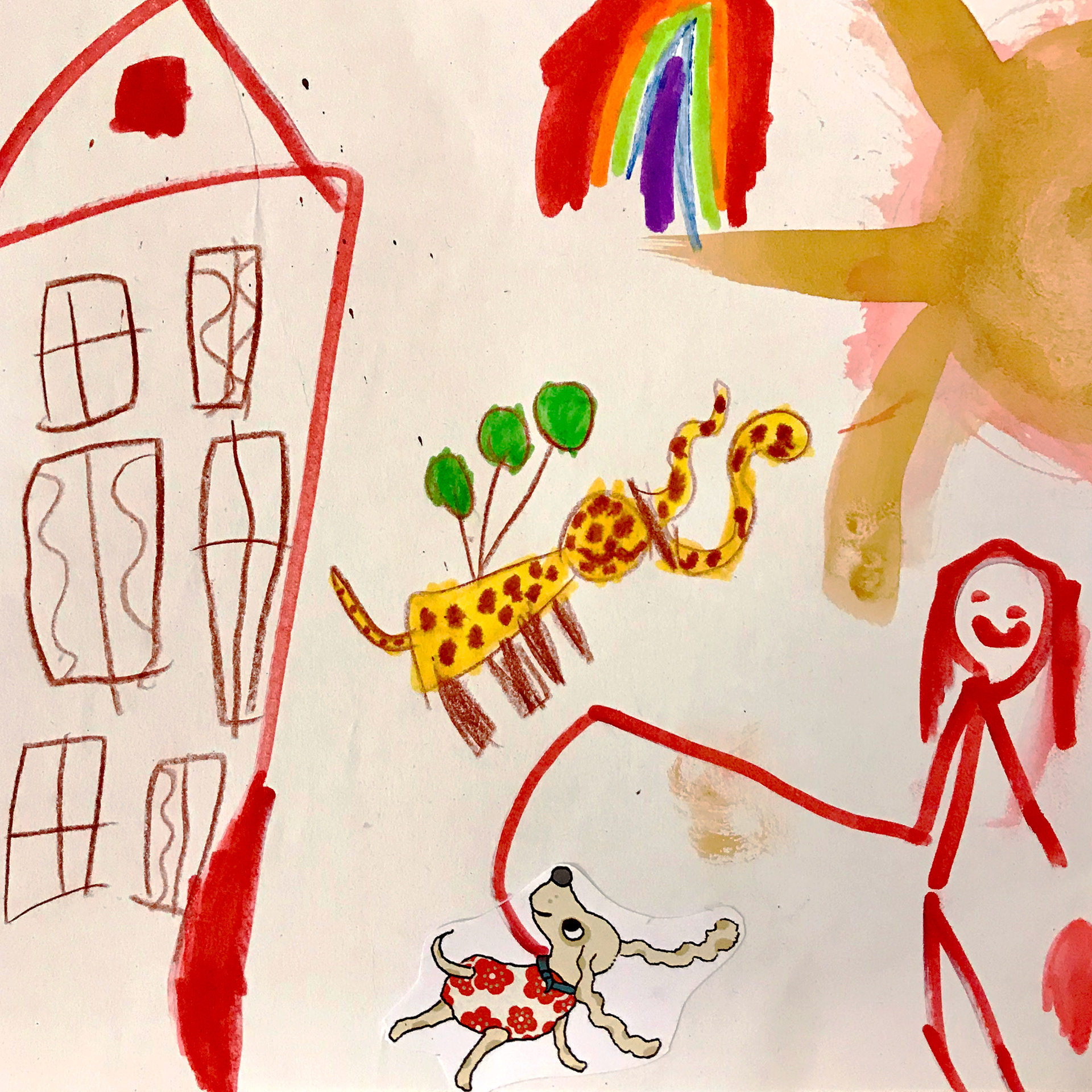 Kjelle-workshop för förskolan finns att boka genom Författarcentrum. Denna fina bild är gjord av ett förskolebarn i en förort till Stockholm hösten 2020.