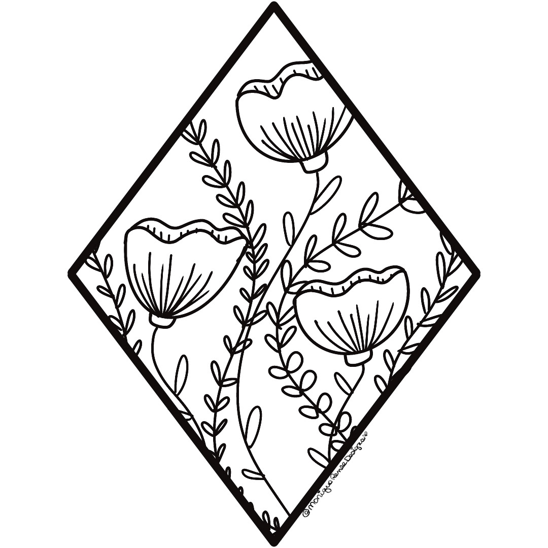 Flower Line Art B/W
