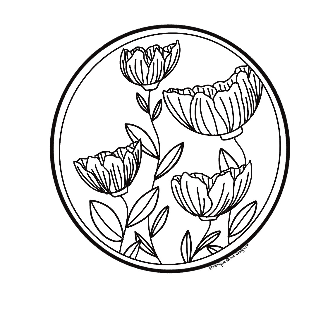 Flower line are b/w
