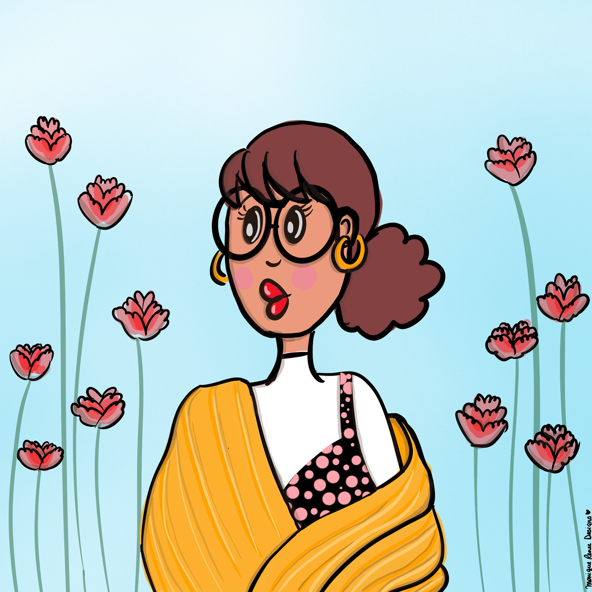 Girl with Red Flowers