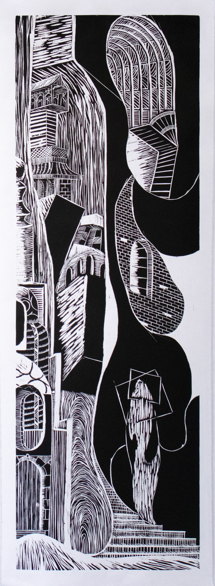 Movement I, Woodcut on Awagami Kozo, 14" X 38.5"